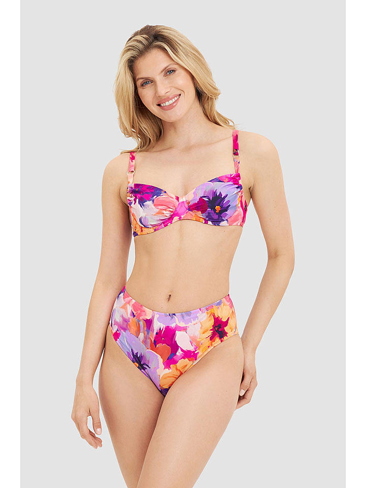 Rösch Bikini-Oberteil in Pink/ Orange/ Lila - 44D-Cup