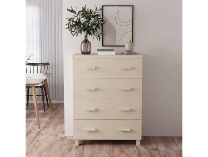 RJPLMFV Anrichte hoch, Massivholz, Kiefer, honigbraun, 4 Schubladen Aufbewahrungsmöbel, 79 x 40 x 103,5 cm, Oberseite für Dekoration, stabil und robust