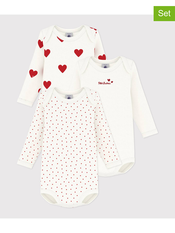 PETIT BATEAU 3er-Set: Bodys in Weiß - 86