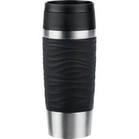 TRAVEL MUG Waves Thermobecher schwarz/edelstahl, 0,36 Liter