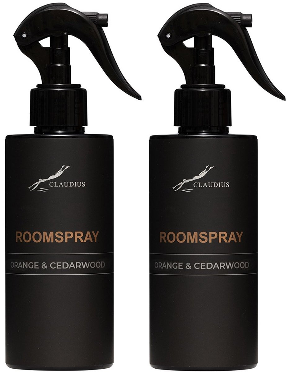 Claudius Cosmetics Roomspray Sweet Orange & Cedarwood 300 ml - Set van 2 stuks