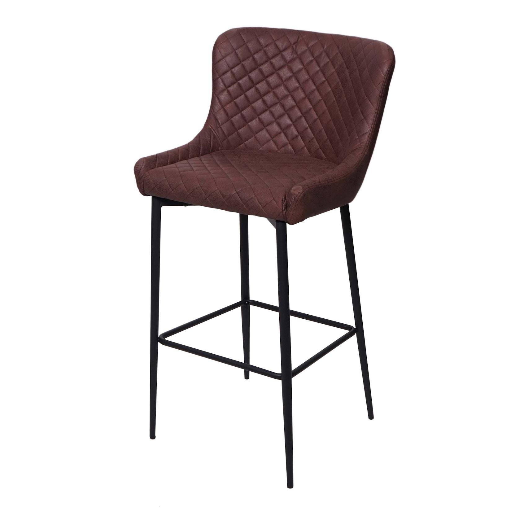 Barhocker MCW-H79, Barstuhl Tresenhocker, Vintage Metall Fußablage ~ Stoff/Textil braun