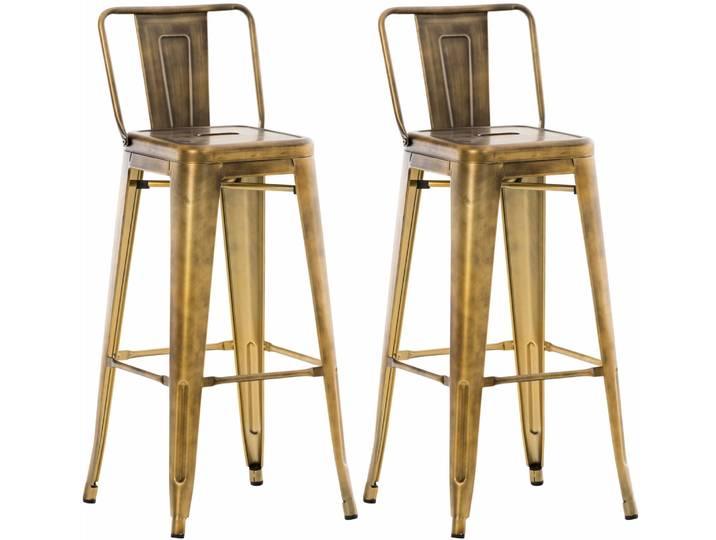 TPFLiving 2er Set Barhocker Massimo Metall - Gold