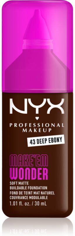 NYX Professional Makeup Make ‘Em Wonder light mattifying foundation shade 43 Deep Ebony 30 ml