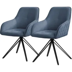 ESSZIMMERSTUHL 2er Set drehbar Blau Webstoff