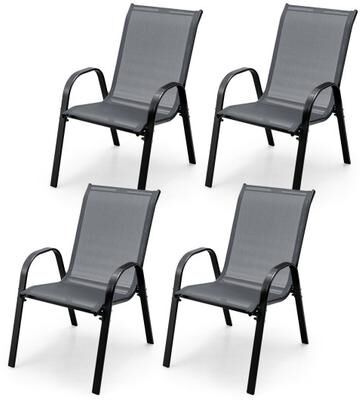 Costway 4 Pieces Stackable Patio Dining Chairs Set with Armrest-Gray