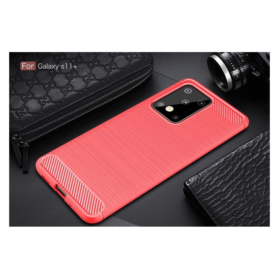 Cover-Discount Galaxy S20 Ultra - Silikon Case Metall Carbon Look rot (Samsung Galaxy S20 Ultra) (101224082B)
