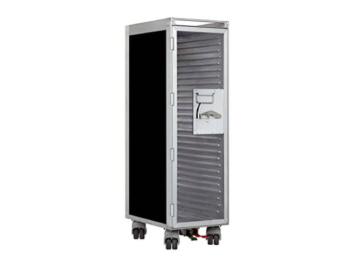 VanDeBord Flugzeugtrolley Uni Schwarz (Glastür), Gebrauchtes Original aus der Luftfahrt - ausgemustert und hochwertig restauriert, Flugzeug Servierwagen, Original Airline Trolley
