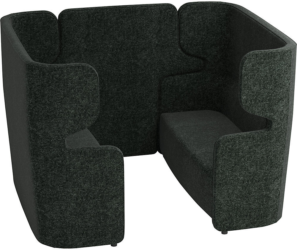 Akustiksofa VIVO, 2 Zweisitzer mit hoher Rückenlehne, Mittelwand, anthrazit BISLEY