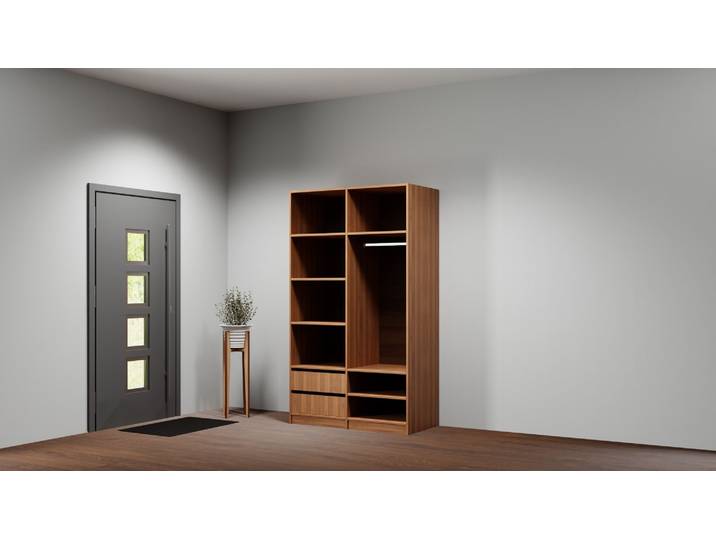 Dressing ouvert sur mesure Pickawood Mélaminé premium Noyer