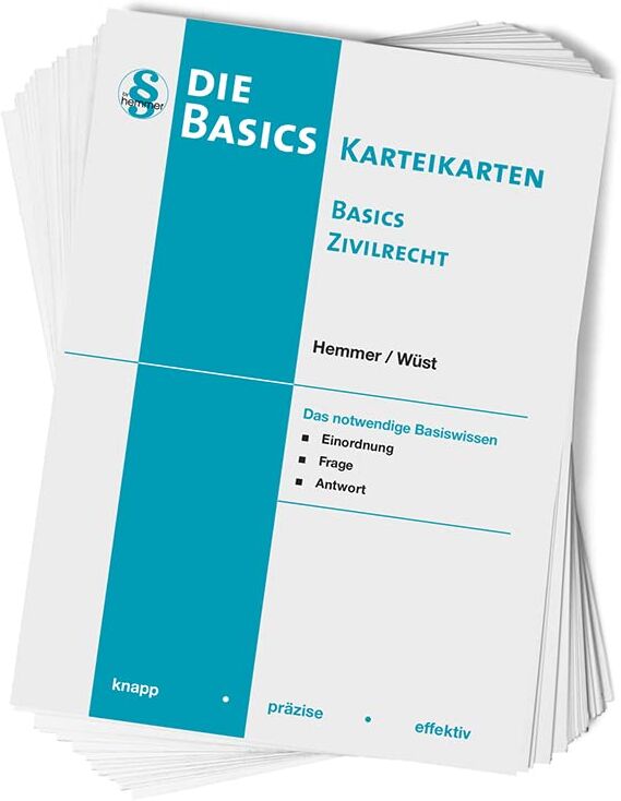 Karl-Edmund Hemmer - 30200 - Karten Basics - Zivilrecht: knapp - präzise - effektiv (Karteikarten - Zivilrecht) - Preis vom 30.09.2026 09:01:18 h