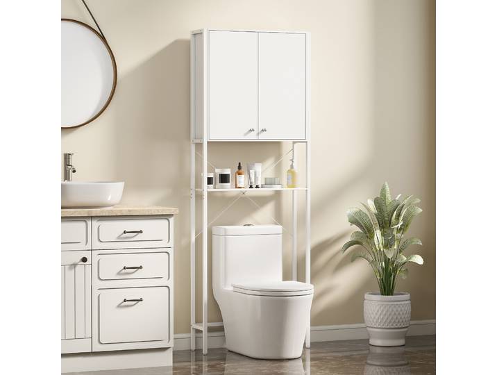 HOMCOM Meuble WC/Machine à Laver 64x20x180 cm Blanc