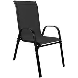 Mojawo, Gartenstühle, 2 Stk. XL Stapelstuhl Metall schwarz Textilen Farbe schwarz