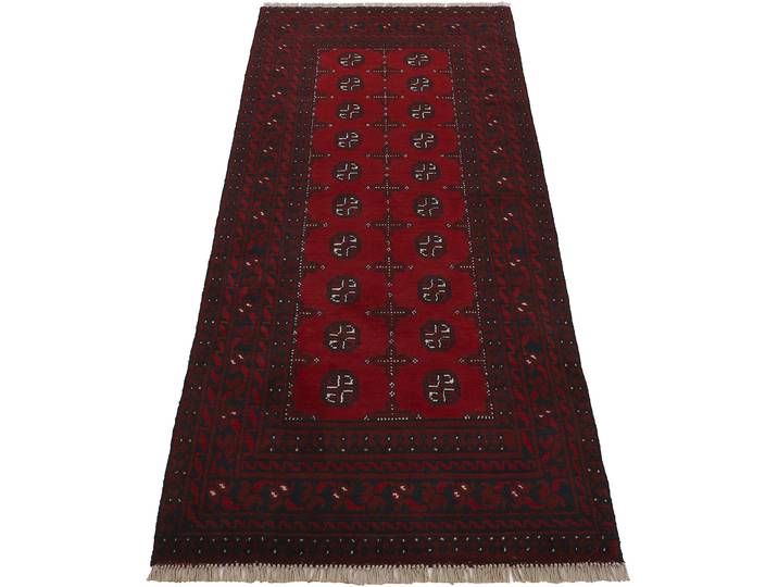 Orientteppich WOVEN ARTS Afghan Akhche Bokhara, auch als Läufer , rot, B:80cm H:8mm L:400cm, Schurwolle, Teppiche, Orientteppich, reine Schurwolle für ein warmes Raumklima, handgearbeitet