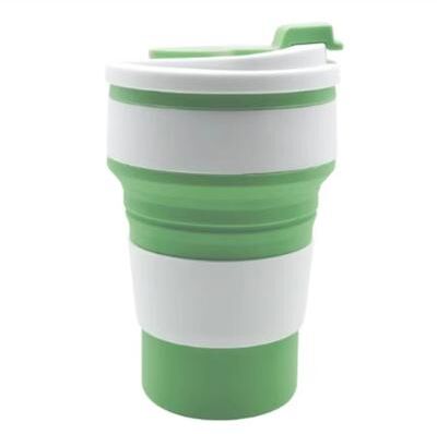 Inspired Finds TravelFold 12oz Silicone Collapsible Cup With Lid Reusable Portable Coffee & Hot Drink Mug green