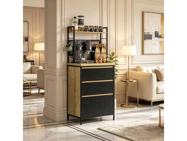 Norevia Buffet de Cuisine avec 3 Tiroirs et Plan de Travail 60x40x132 cm