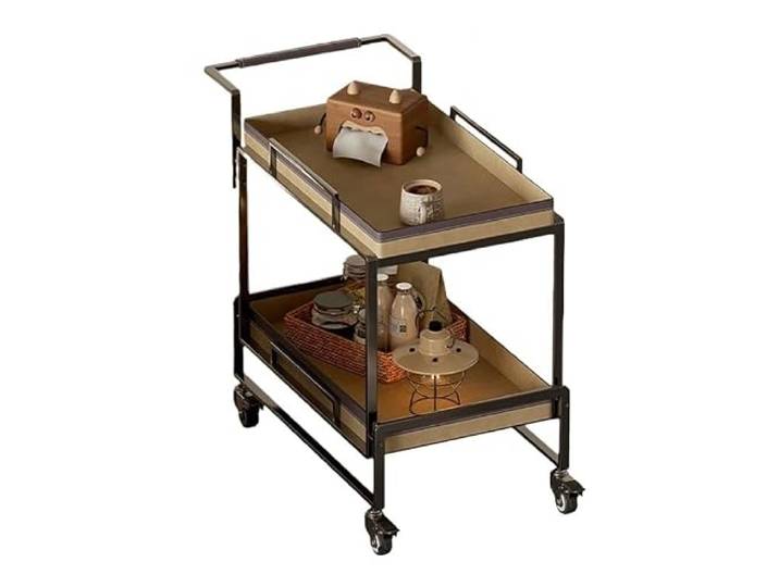 MIROOOO Wohnzimmer-Beistelltisch, Teetisch, Sattel, Leder, Kunst, kreativer Wagen, Beistelltisch, beweglich, einfach, klein, Kaffee, Heimdekoration, Nachttisch Caddy