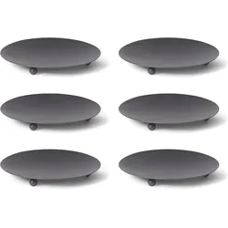 6X Kerzenständer 3 Füße SCHWARZ 7 ,5cm Kerzenteller Kerzenhalter Dekoteller rund Tischdekoration für Stumpenkerzen Teelichter Kerzenpin Metall Weihnachten Adventskranzkerzenhalter