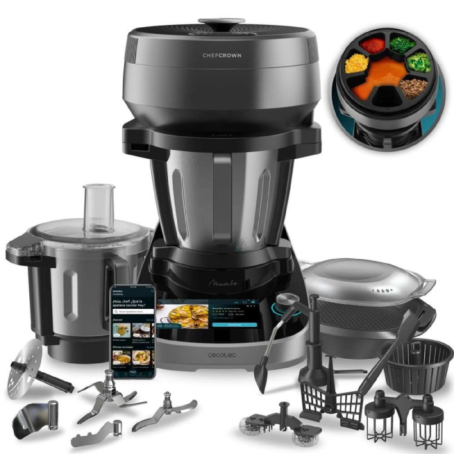 Cecotec Mambo CooKing Total Gourmet Airfryer, 4,5 liter, 180 °C, 17,8 cm (7 inch), Roestvrij staal, Touchscreen