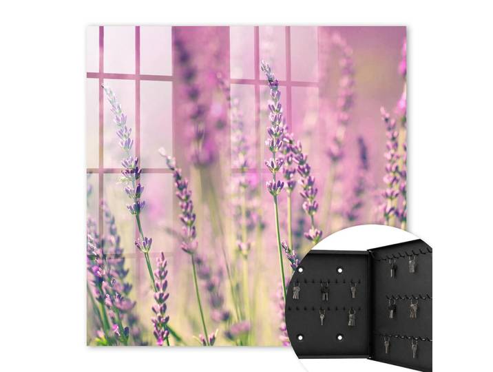 Tulup Schlüsselbox Schwarz 30x30 cm- Türöffnung nach rechts - Lila Garten, Metall, Märchen/ Fantasie, Rechteckig, 30x30x5 cm, Garderobe, Schlüsselkästen & Schlüsselboards