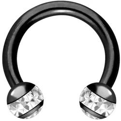Chirurgenstahl Hufeisenring EPOXY-RING-KUGELN + KRISTALLE