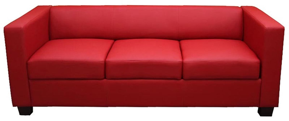 Lille moderne 3-zits loungebank in rood leer