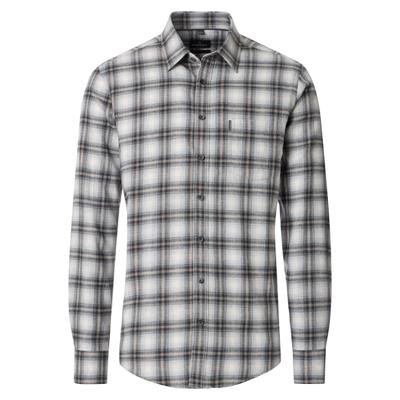 Flanellhemd CASAMODA "CASAMODA Flanellhemd kariert", Herren, Gr. L, Normalgrößen, grau, 100% Baumwolle, kariert, comfort fit, Hemden