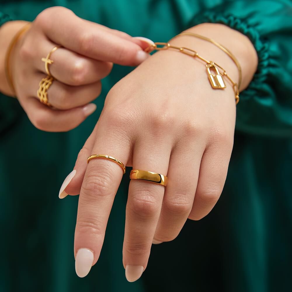 Unique Gelbvergoldeter Herrenring Edelstahl gold