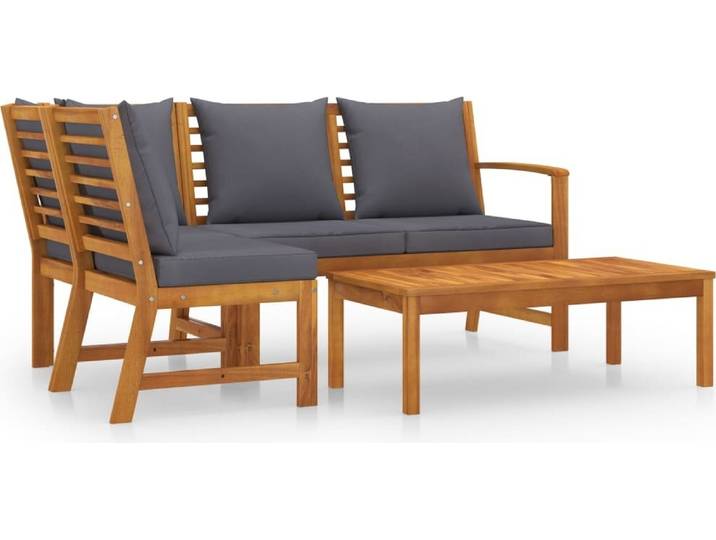 vidaXL 4-tlg. Garten-Lounge-Set mit Auflagen Massivholz Akazie