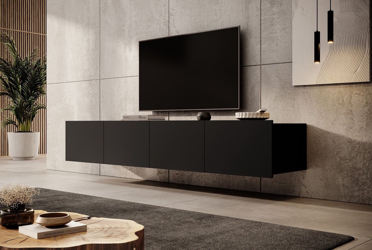 Meubella TV-meubel Calabas Mat Zwart 200 cm