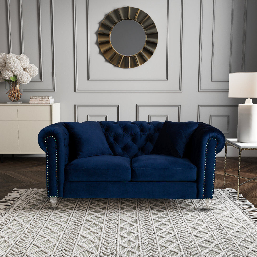 Rosdorf Park Laurinburg Seater Upholstered Sofa Navy Blue 3