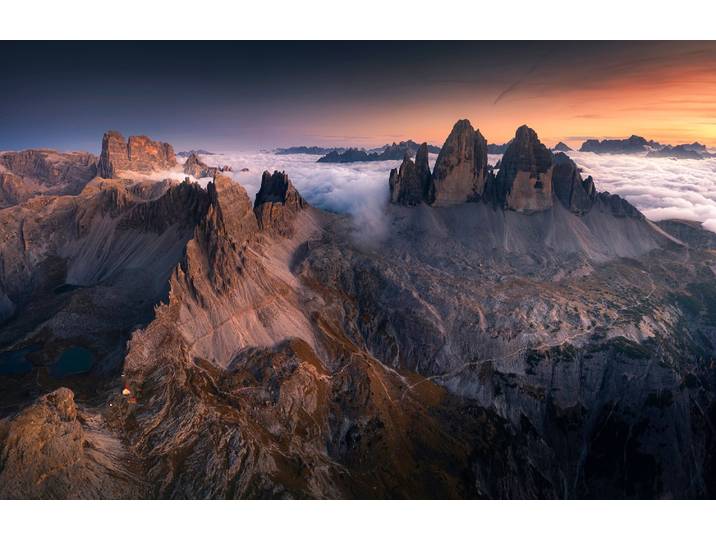 Fototapete PAPERMOON Photo-Art KAROL NIENARTOWICZ, TRE CIME DI LAVAREDO , bunt, B:3,5m L:2,6m, Vlies, Tapeten, Fototapete