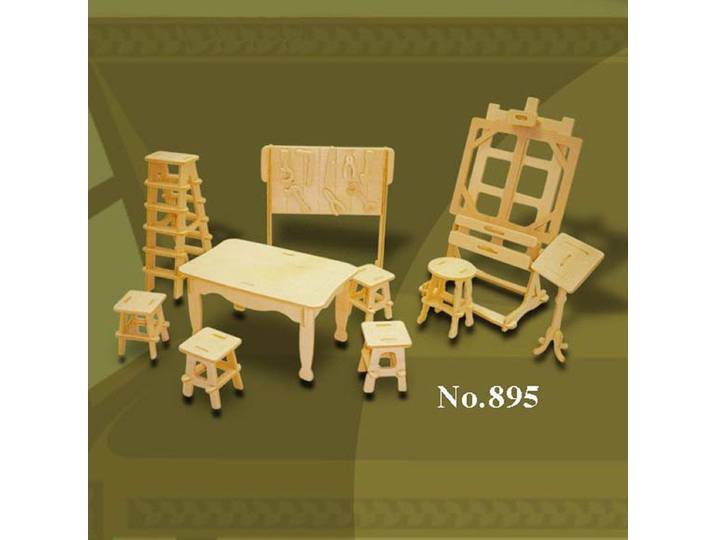 T & F creations - Poppenhuis - Kleding Atelier - Houten meubels schaal 1:12 - Multi