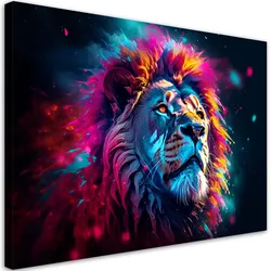 WANDBILD neon löwe tier afrika