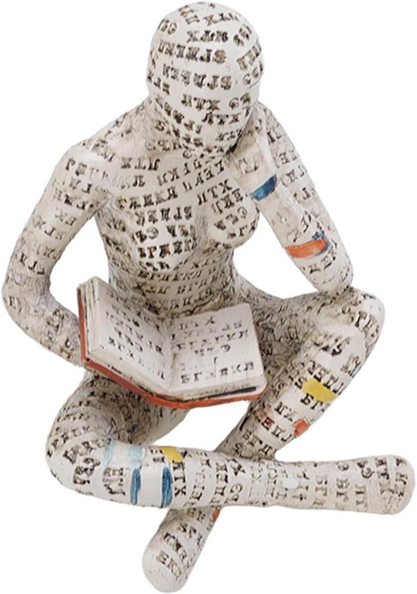 Modern Abstract Figuur Lezend Vrouw Standbeeld van Kunsthars voor Woondecoratie en Boekenkast