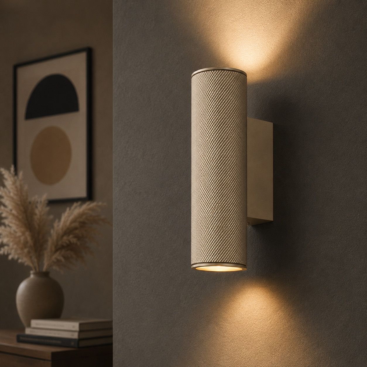 Artdelight Wandspot Rocco Champagne met zwart aluminium en goud/messing details