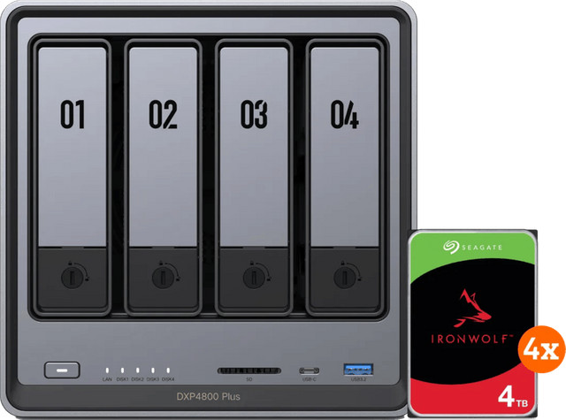 UGREEN NASync DXP4800 Plus NAS met 4x 4TB Seagate Ironwolf harde schijven