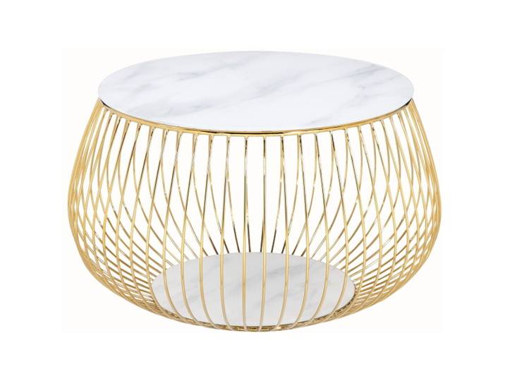 Salontisch Calvin weiss, gold Glas, Metall B 72 T 72 cm - Salontisch