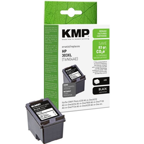 KMP H178 Tintenpatrone schwarz kompatibel mit HP T6N04AE 303 XL