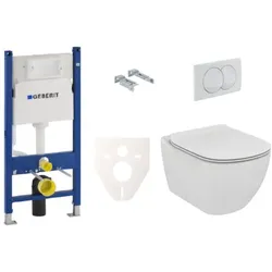 Ideal Standard TESI Wand-WC Set + Geberit Duofix Modul mit Drückerplatte Delta 20 weiß SIKOGES5F0