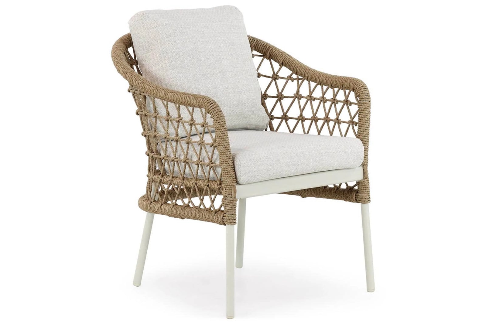 Coco Bali dining tuinstoel in beige en wit met aluminium en rattan
