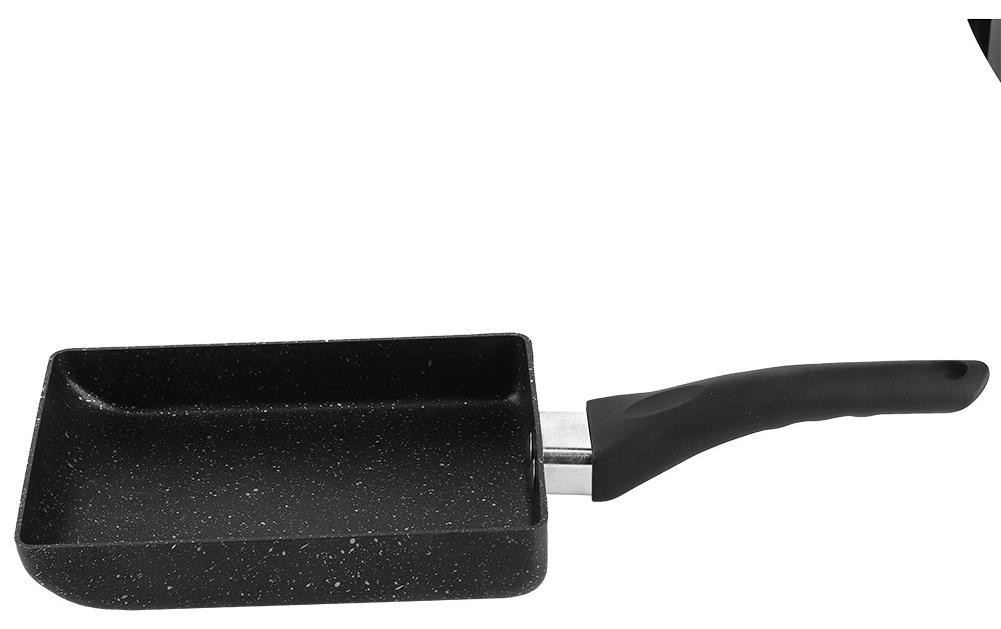 Gistuch Tamagoyaki Rechthoekige Anti-aanbak Pan met Plastic Handvat - Zwart
