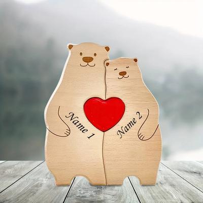 Useful Little Things Personalized Family Bear Puzzle Decor Custom Names Fits 2 To 6 Names Rustic Wooden Bears Seasonal Decor Gift 2 Bears