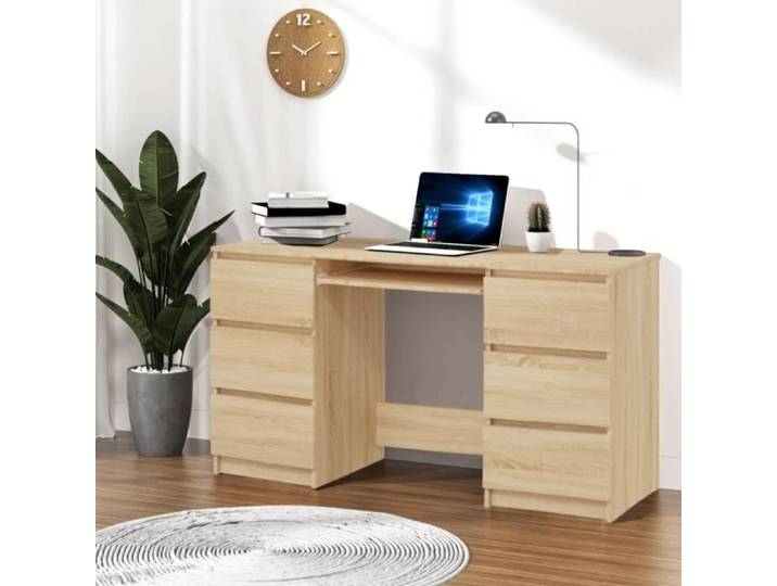 Fangming-Bureau Chêne sonoma 140x50x77 cm Aggloméré