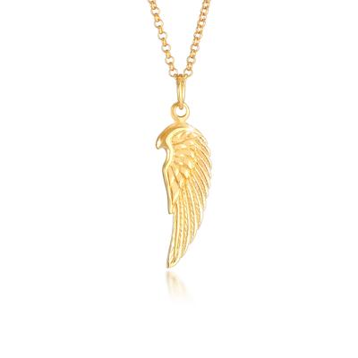 Kette mit Anhänger KUZZOI "Halskette Herren Flügel Feder Boho 925 Silber" Gr. 55, gold, Halsketten, Herren, ohne Stein, Silber 925 (Sterlingsilber)