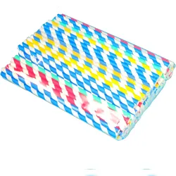 150 Papiertrinkhalme Jumbo 8mm Durchmesser 23cm lang farbig gestreift bunt gemischt