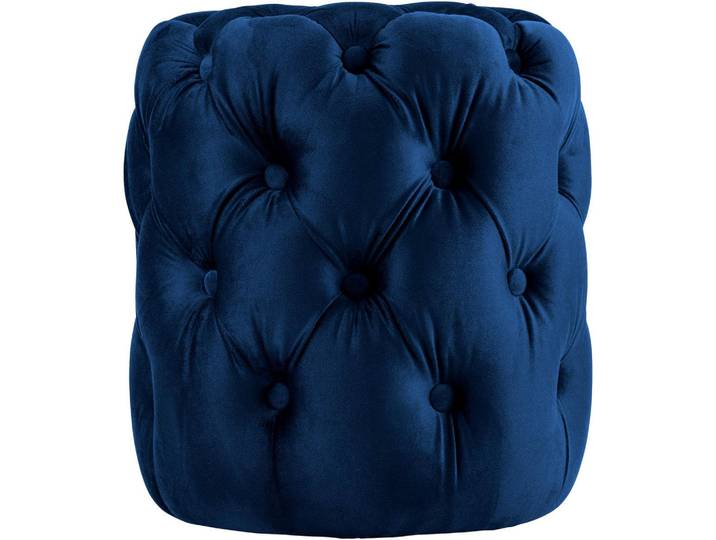 CLP Sitzpouf rund Samt Blau, Holz, Rund, 42x46x42 cm, Wohnzimmer, Sessel, Hocker, Sitzhocker