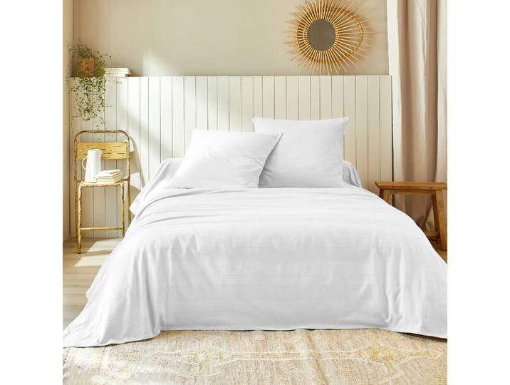 Jeté de lit uni tissé coton - Blancheporte