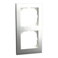 Decor-Rahmen zweifach mit glänzender Oberfläche aus Metall und Thermoplast, Maße 83x154x12 mm edelstahl, Retail