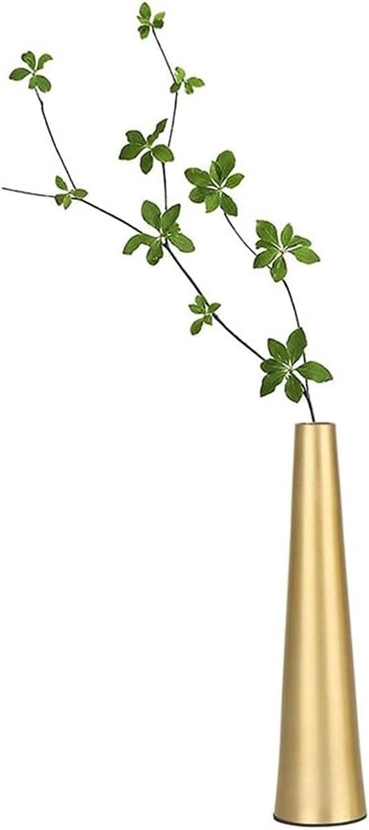 Gouden cilindervormige metalen vaas van aluminium, Hoogte: 21,59 cm